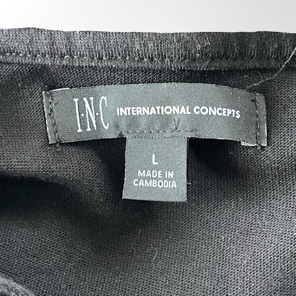 NWOT INC Black Hooded Long Sleeve Top in size L - Picture 5 of 6